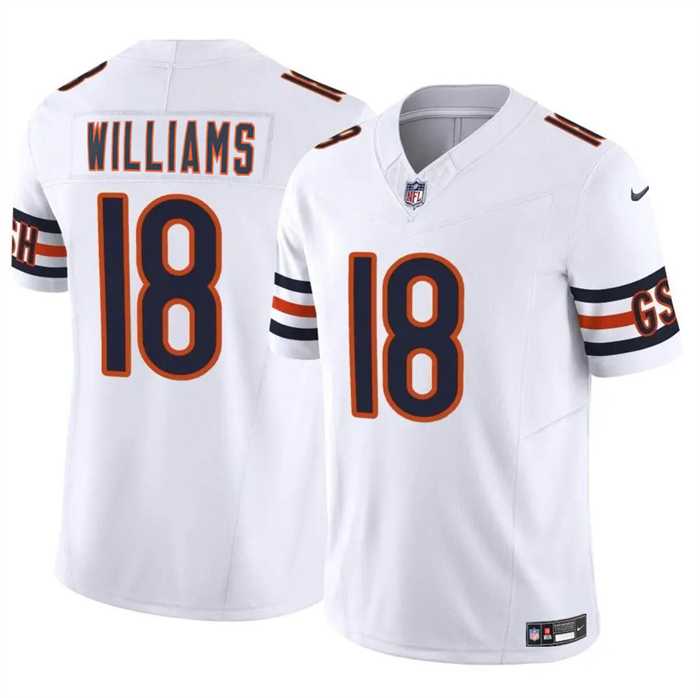 Youth Chicago Bears #18 Caleb Williams White 2024 Draft F.U.S.E Vapor Stitched Jersey Dzhi